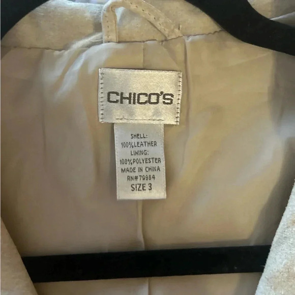 Chico’s Beige 100% Suede Leather Jacket - Picture 3 of 7
